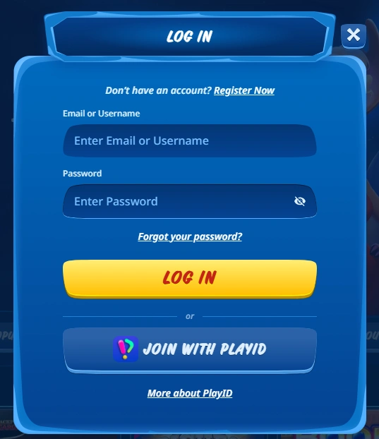 SG Casino login form interface